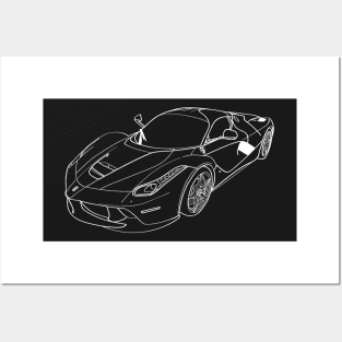 La Ferrari Wireframe White Drawing Posters and Art